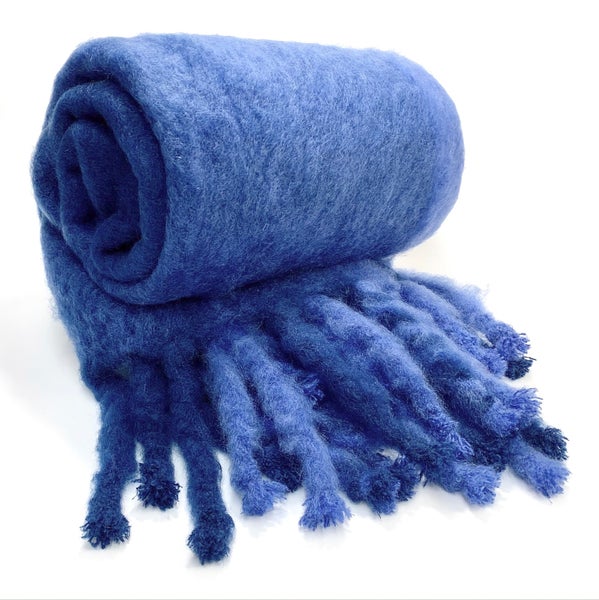 DARK OCEAN mohair blanket 130x180